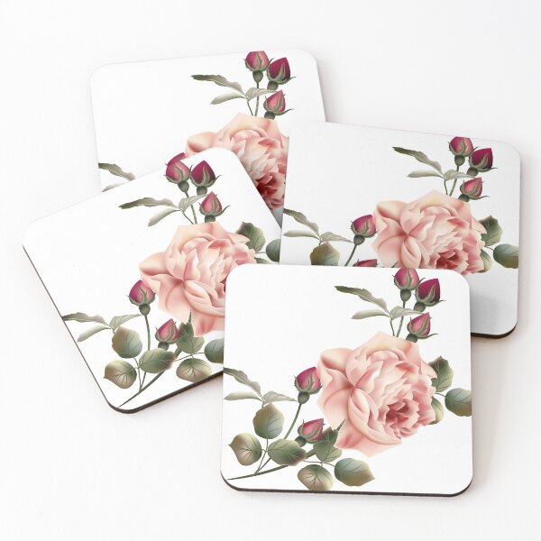 Item preview, pink rose illustration, Flower Garden roses, vintage flowers designed and sold by Halalolo.