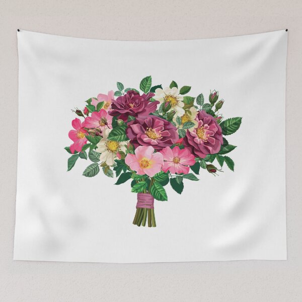 Item preview, Flower bouquet, Rose Bouquet, pink, red, and white anemone flower bouquet illustration designed and sold by Halalolo.