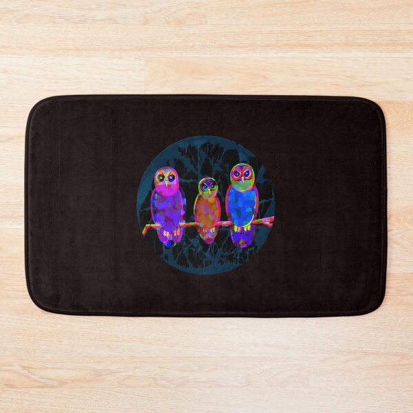 Item preview, 3 Colorful Owls at Night in Front of the Moon - Pop Art designed and sold by ibadishi.