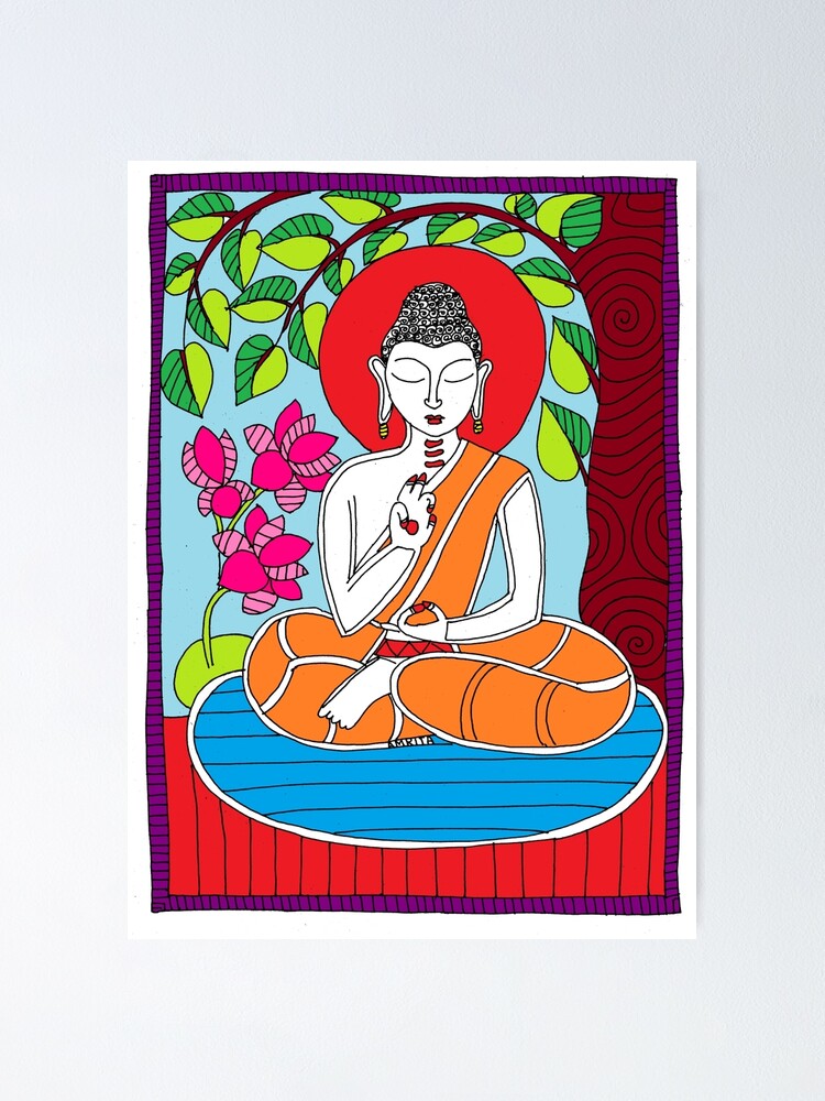 madhubani painting of lord buddha