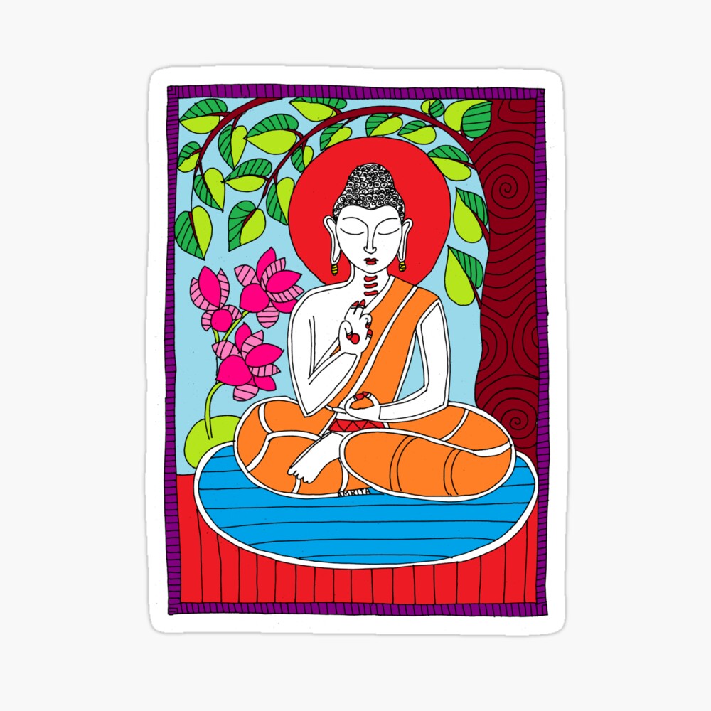 gautam buddha madhubani painting