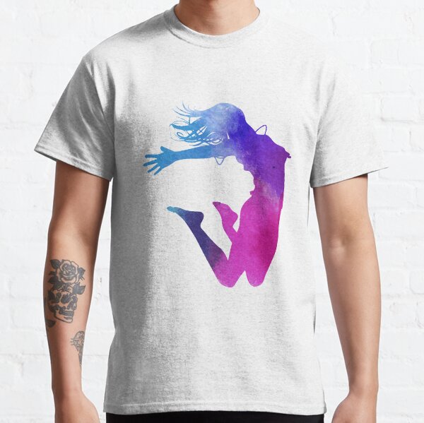 woman multicolored illustration, Dance Watercolor painting Illustration, Color ink silhouette jumping Classic T-Shirt
