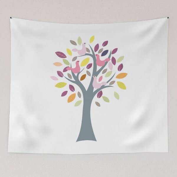 Item preview, Colourful tree with leaves and birds designed and sold by urbanbuzzz.