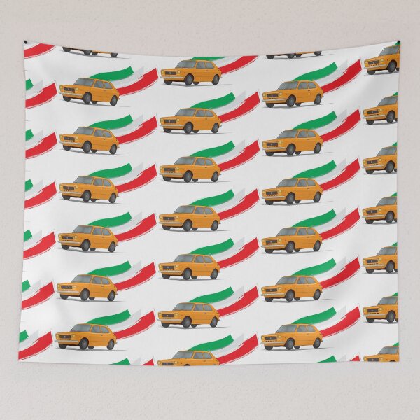 Item preview, Classic Fiat 127 Illustration with Retro Orange Color and The Italian Flag designed and sold by ibadishi.