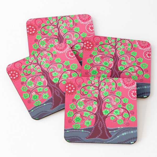 Item preview, Fantasy Tree Abstract Painting - Canvas Painting Art Hand Painted ( Pink - Green ) designed and sold by SmoothDesigner.