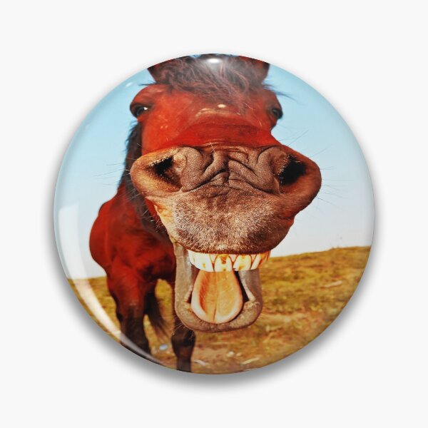 Item preview, Funny Horse showing Teeth and Tongue out Smile Close up face Covering Outside, Funny Cute Animals Farming showing nose fitting your face designed and sold by Dolphin Graphic.