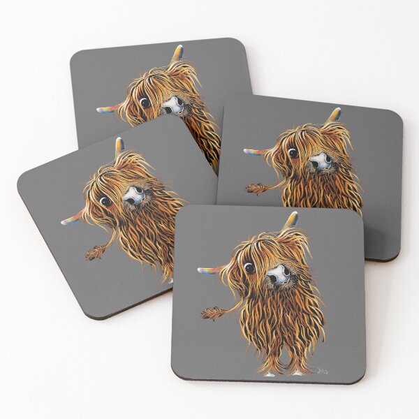 Item preview, HiGHLaND CoW PRiNT SCoTTiSH ' CoooWeee oN GReY ' BY SHiRLeY MacARTHuR designed and sold by Shirley MacArthur Art.