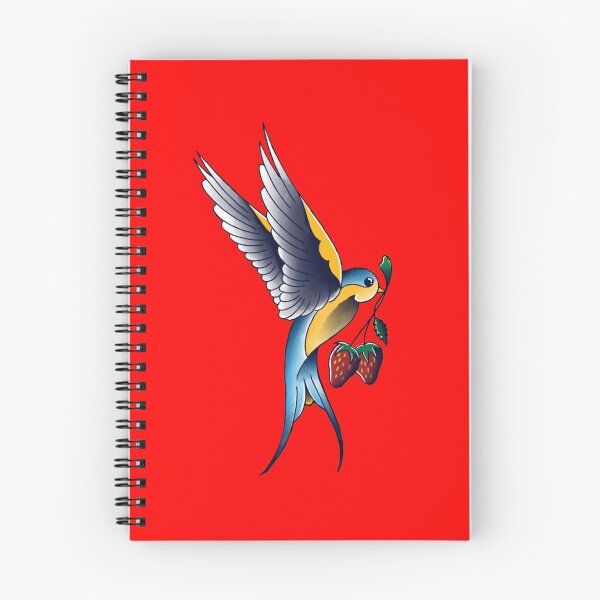 Item preview, Red Swallow and strawberries tattoo design designed and sold by LPdesigns2020.