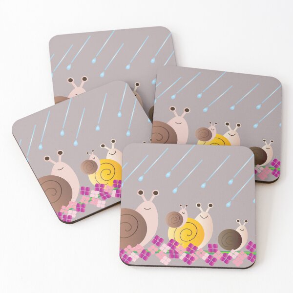 Item preview, Snail and rain together, makes any day better! - Snails in green,pink and blue.  designed and sold by Pinkaudi.