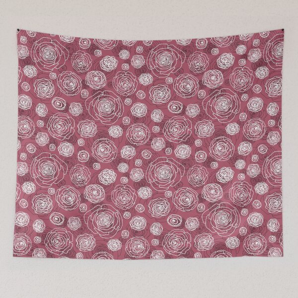 Item preview, Floral sketch seamless pattern on dark pink magenta designed and sold by Yulia Chepurova.