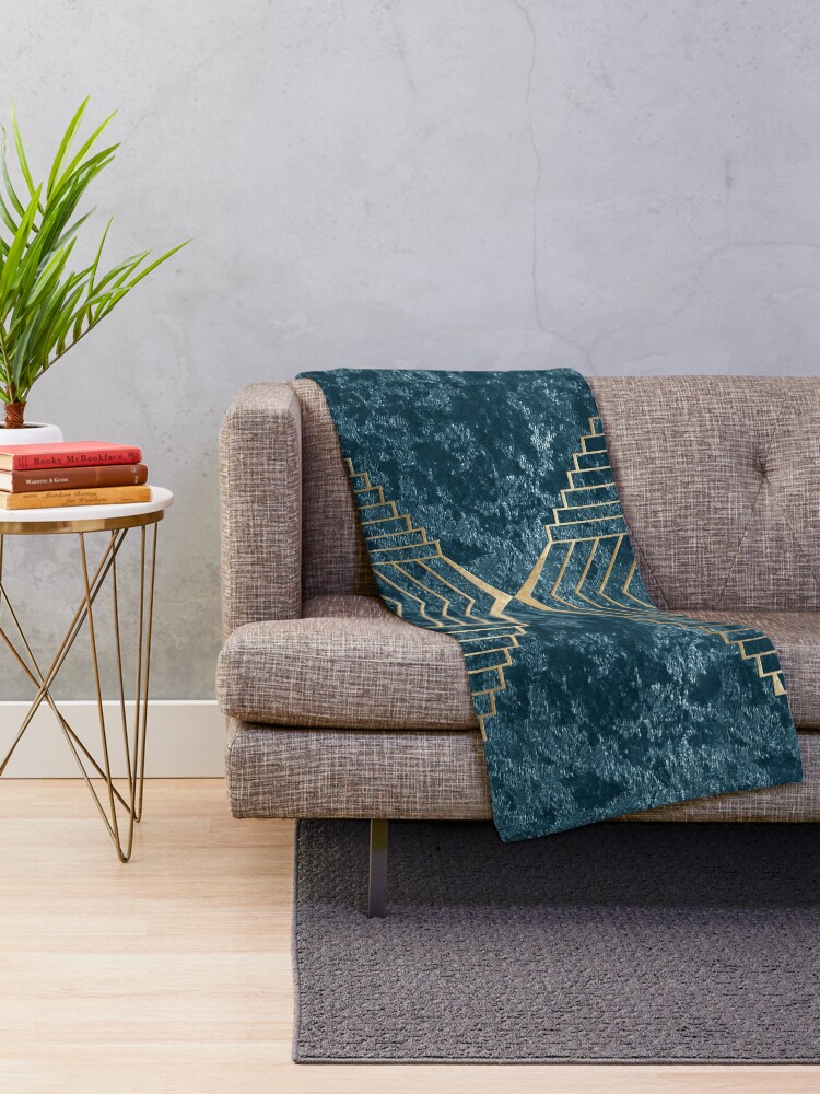 "Art Deco Duck Blue Velvet" Throw Blanket for Sale by RoseAesthetic Redbubble
