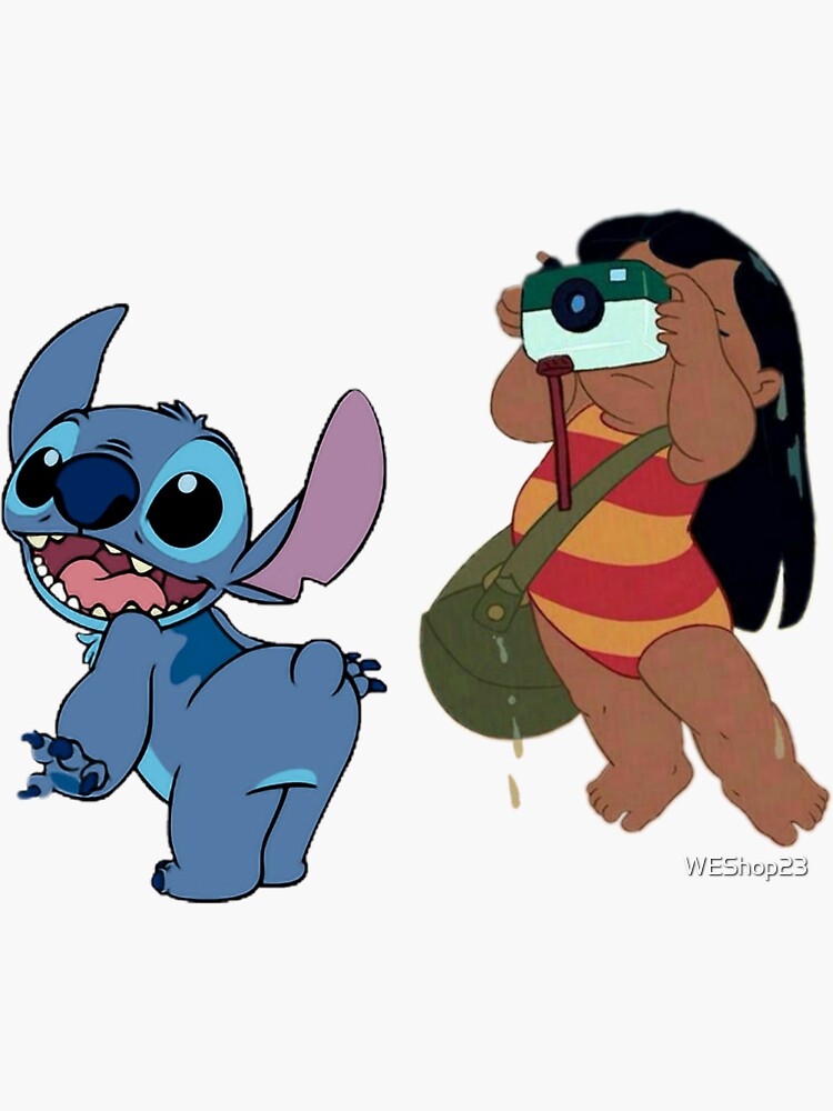 Pegatina for Sale con la obra «surfeando lilo y stitch CUTE FACE