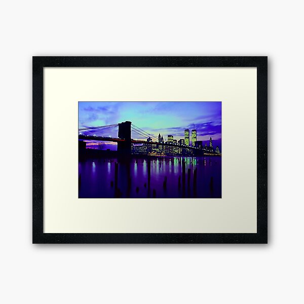 Brooklyn Bridge @ Night Framed Art Print