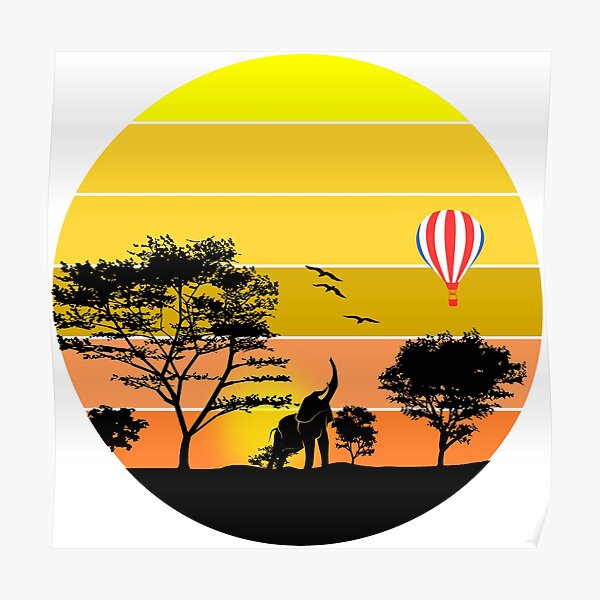 African savanna sunset safari Poster