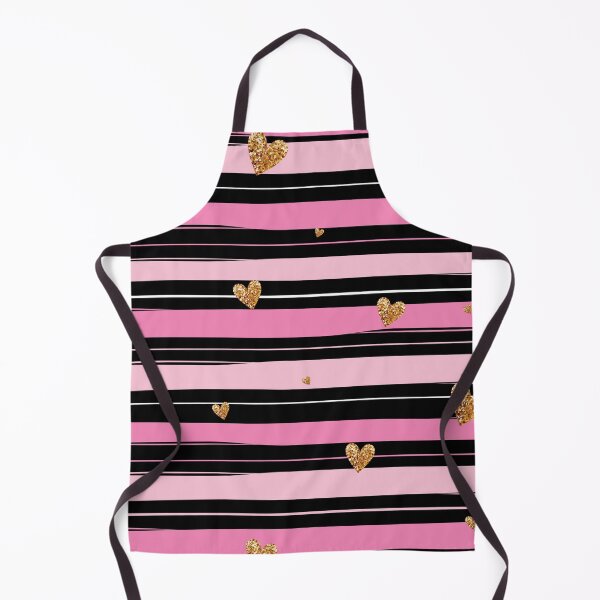 Item preview, Pink Black Stripes with Golden Hearts designed and sold by AnastasiaDesign.
