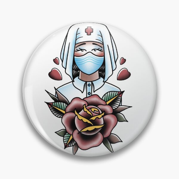 Artikelvorschau, Traditionelles Tattoo-Design einer Krankenschwester der alten Schule, danke, NHS entworfen und verkauft von LPdesigns2020.