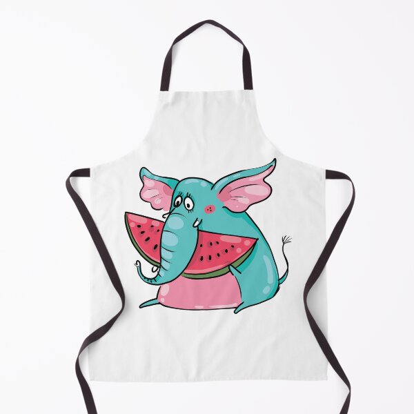 Item preview, Funny Cute Blue Elephant Eating Watermelon designed and sold by AnastasiaDesign.