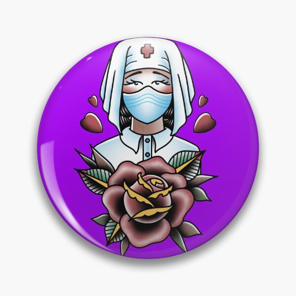 Artikelvorschau, Lila Old School Krankenschwester traditionelles Tattoo-Design danke nhs entworfen und verkauft von LPdesigns2020.