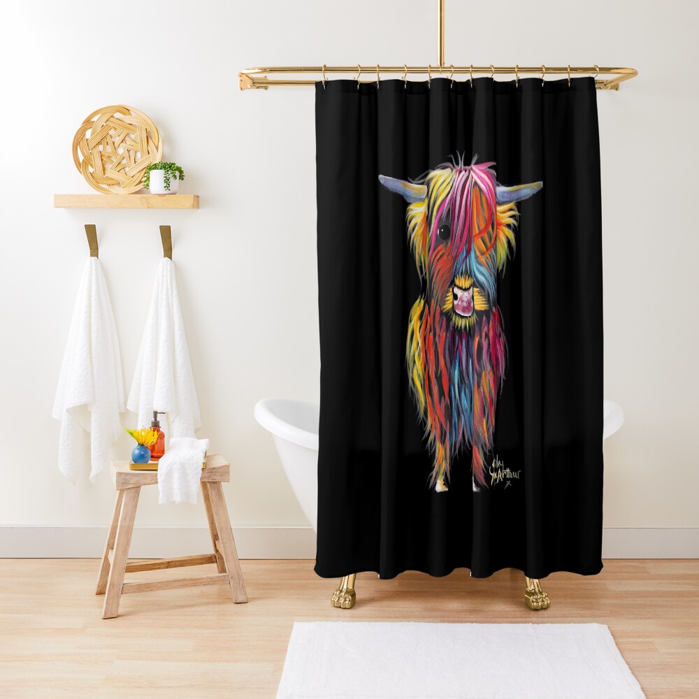 Scottish Hairy Highland Cow ' BRAVEHEART ' by Shirley MacArthur Shower Curtain