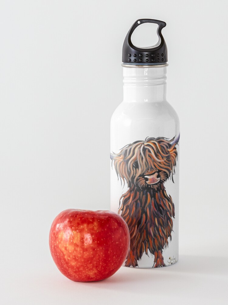 Alternate view of Scottish Hairy Highland Cow ' WEE MAC ' by Shirley Macarthur Water Bottle