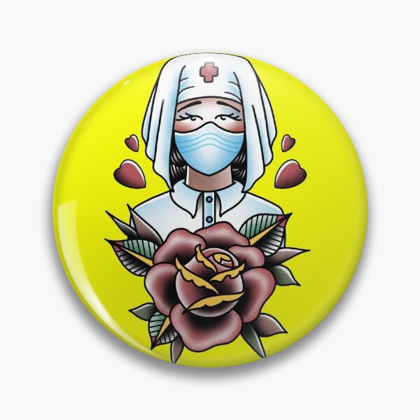 Artikelvorschau, Traditionelles Tattoo-Design der gelben alten Schulkrankenschwester danke nhs entworfen und verkauft von LPdesigns2020.