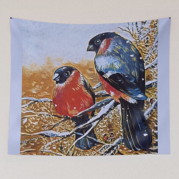 Item preview, Winter bullfinches designed and sold by helenkaiy.
