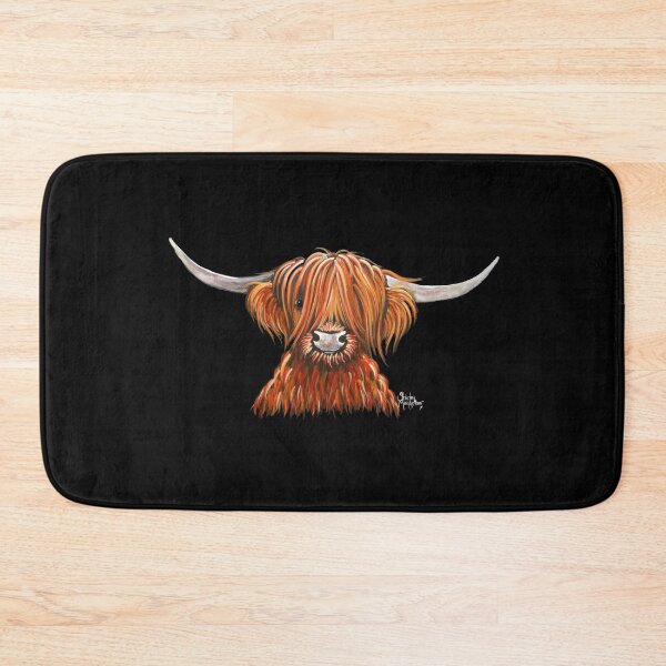 Scottish Hairy Highland Cow ' HARLEY 2 ' by Shirley MacArthur Bath Mat