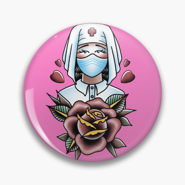 Artikelvorschau, Baby rosa Old School Krankenschwester traditionelles Tattoo-Design danke nhs entworfen und verkauft von LPdesigns2020.