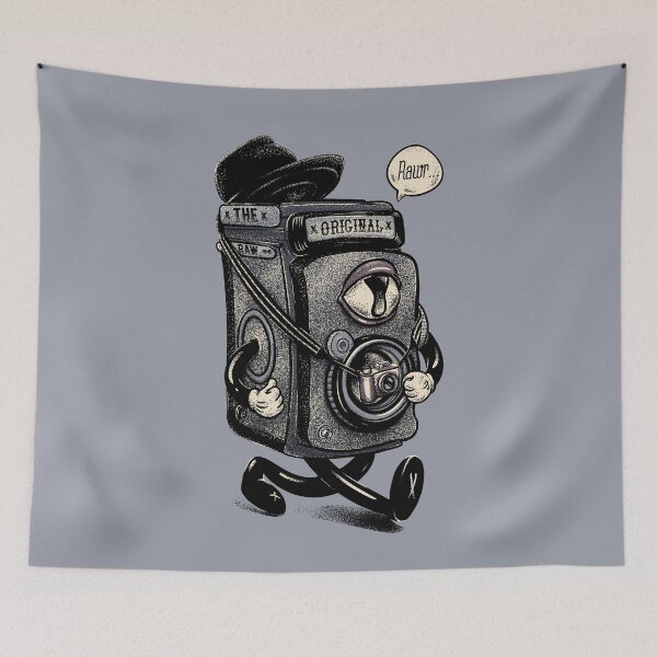 Item preview, Shoot RAW - Time Traveler Old Fashioned Film Camera | Never too Old to Rock | Kids Mask | Backpack | Whimsical Old Cartoon Style Design, World Photo Day 2020 designed and sold by Any Color Designs.