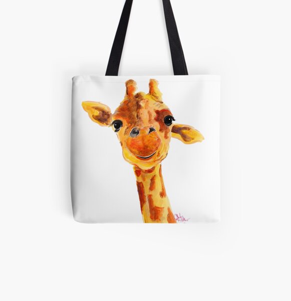 Selection of sizes available Vintage Giraffe illustration on Canvas Tote