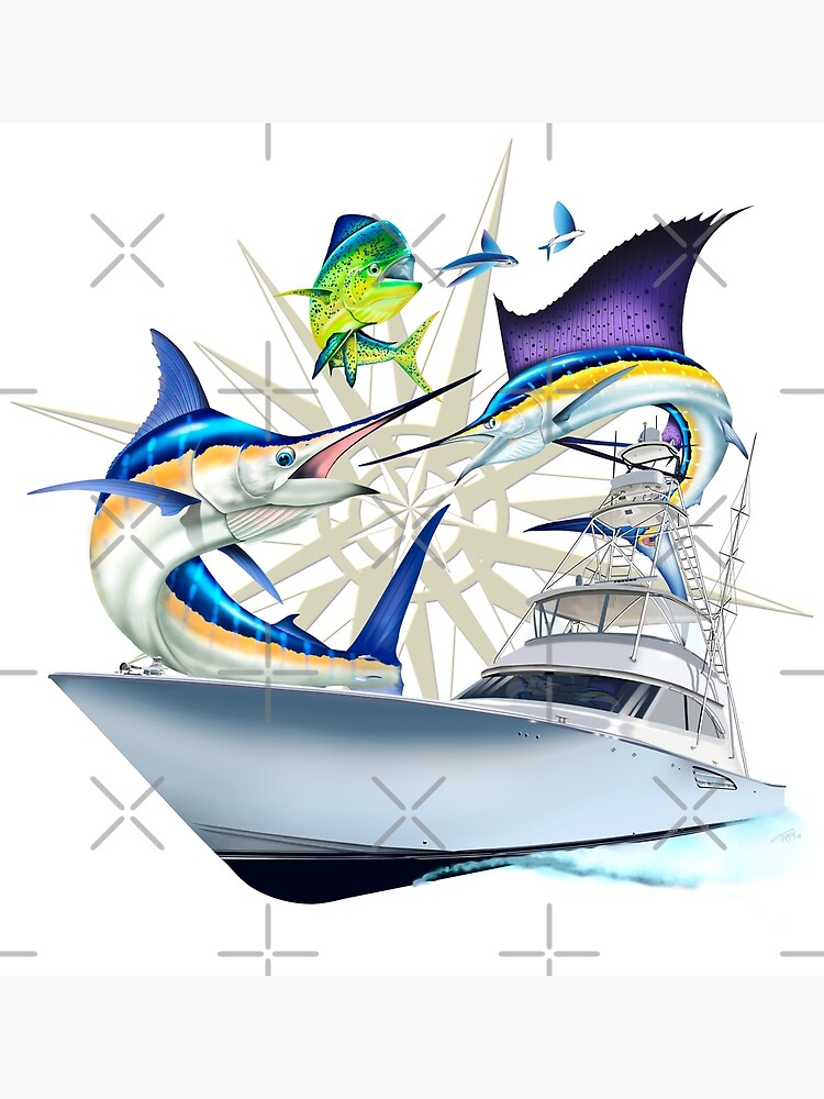 Offshore Billfish - Blue Marlin, Sailfish, Mahi Mahi, Viking Yacht  Postcard for Sale by Mary Tracy
