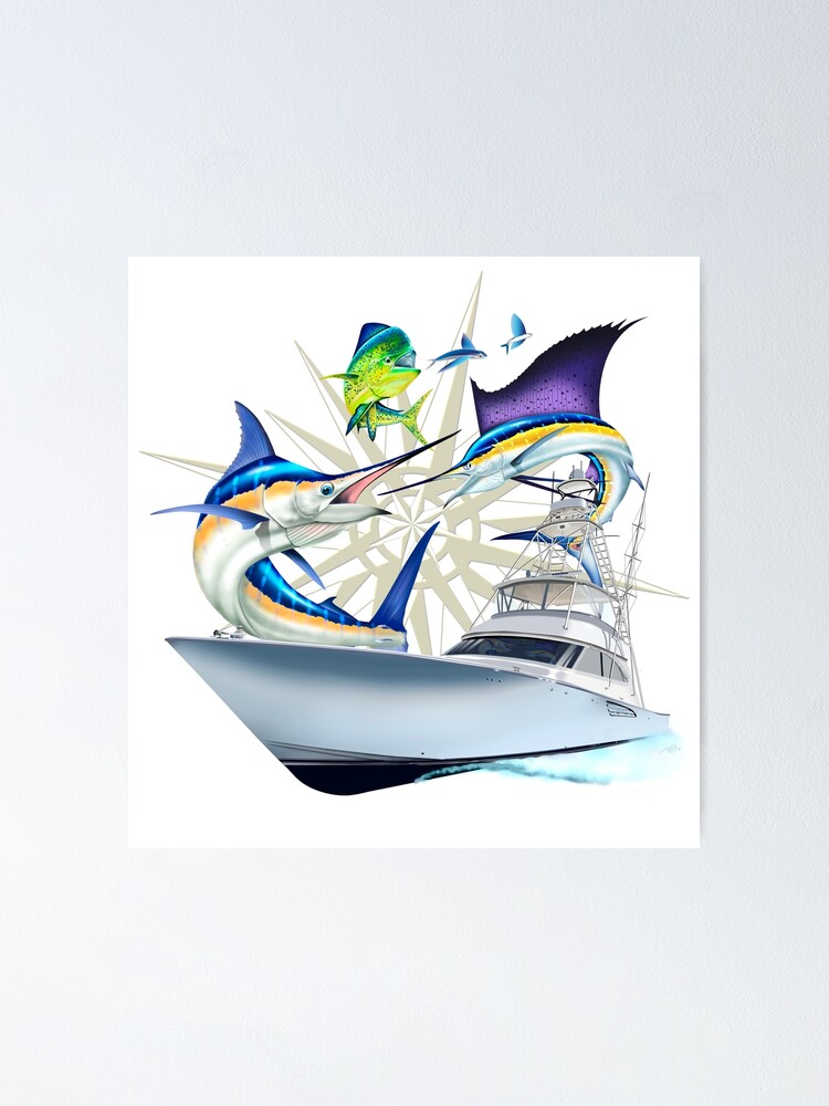 Offshore Billfish - Blue Marlin, Sailfish, Mahi Mahi, Viking Yacht  Postcard for Sale by Mary Tracy