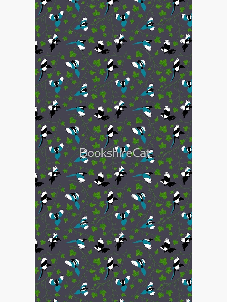 Magpies and ivy leaves pattern by BookshireCat