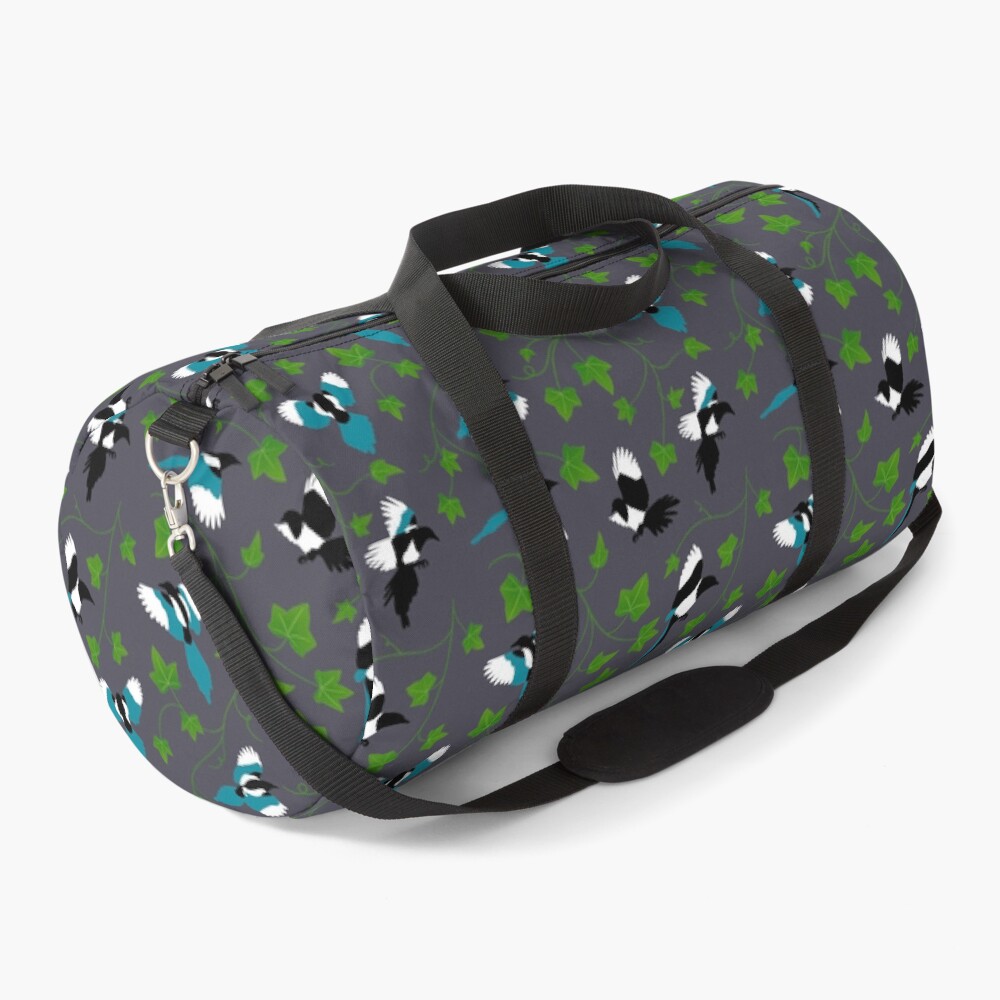 Magpies and ivy leaves pattern Duffle Bag