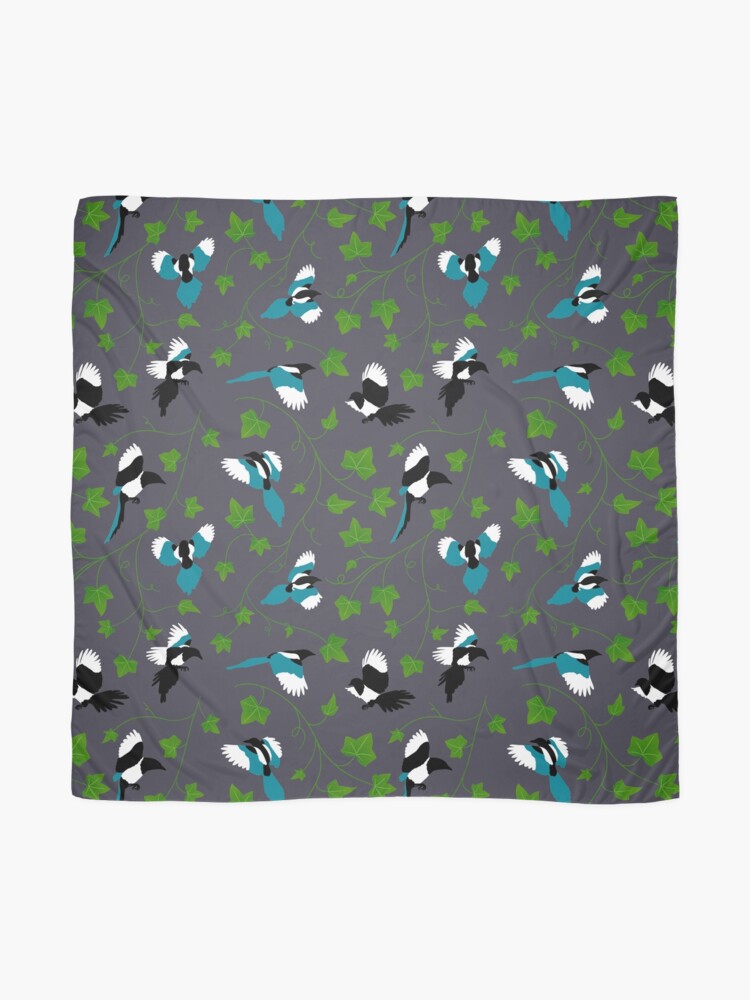 Alternate view of Magpies and ivy leaves pattern Scarf
