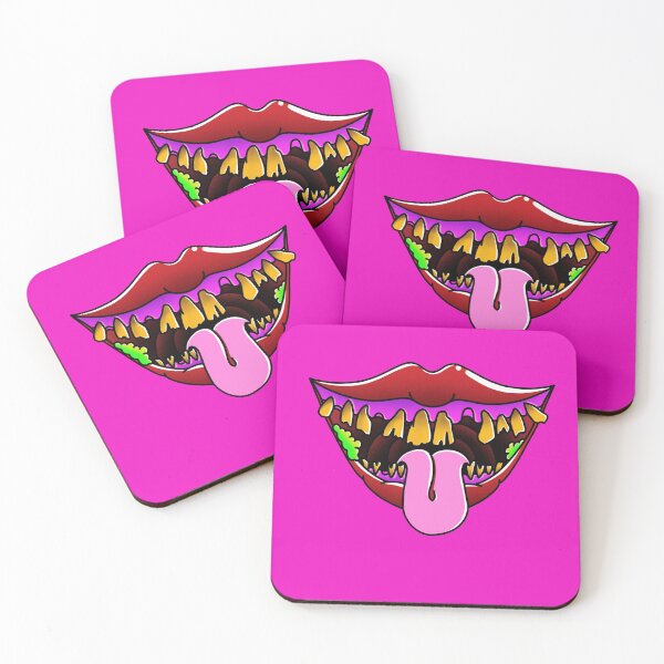 Item preview, Hot fuschia pink Funny mouth, tongue and funny teeth design designed and sold by LPdesigns2020.
