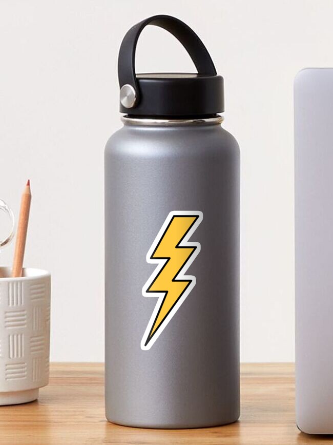 Thumbnail 1 of 3, Sticker, Lightning bolt - yellow with black outlines designed and sold by Mhea.