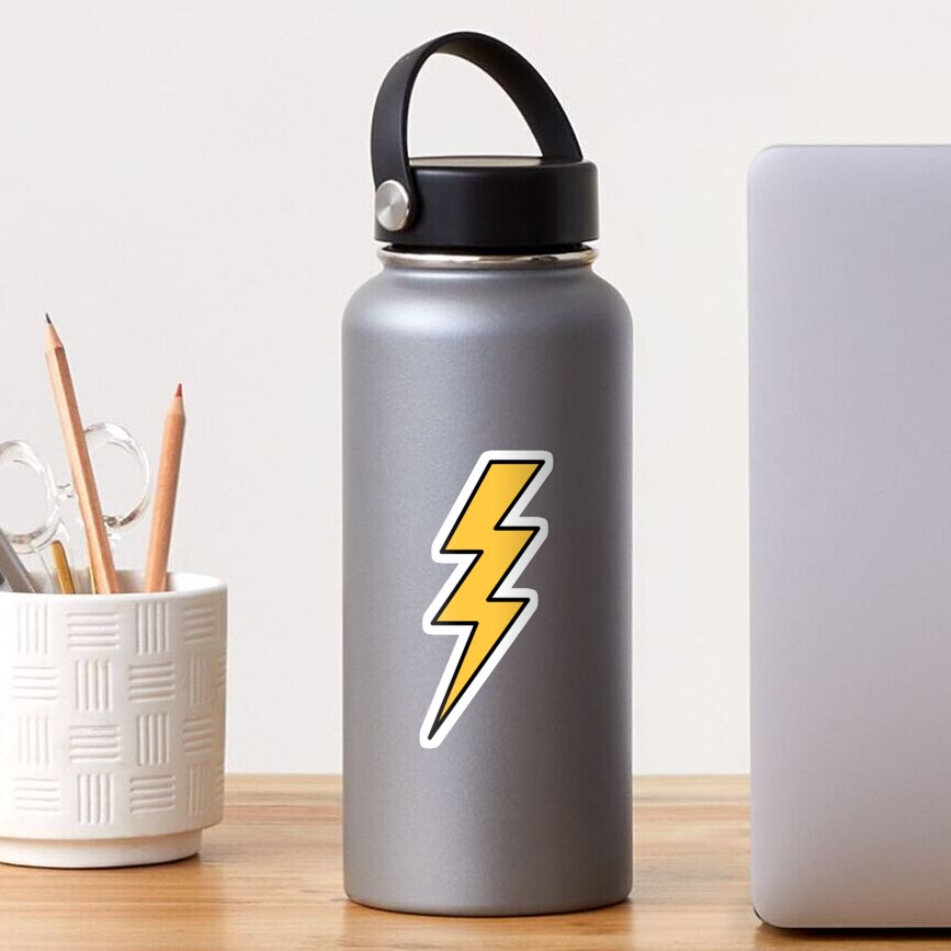 Lightning bolt - yellow with black outlines Sticker