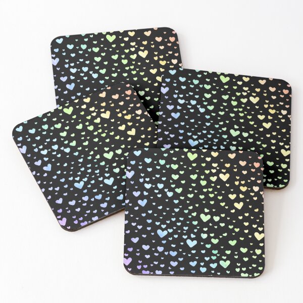 Item preview, Kawaii Black Rainbow Hearts  designed and sold by graphicmeyou.