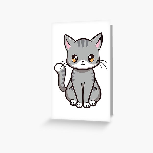 Cute Kawaii White Cat Neko Postcard for Sale by cchiaw