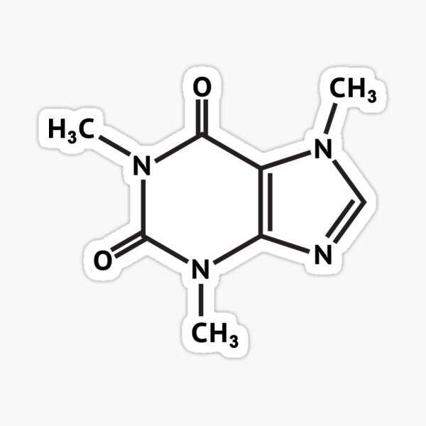 Molekülstruktur des Koffeinmoleküls Sticker