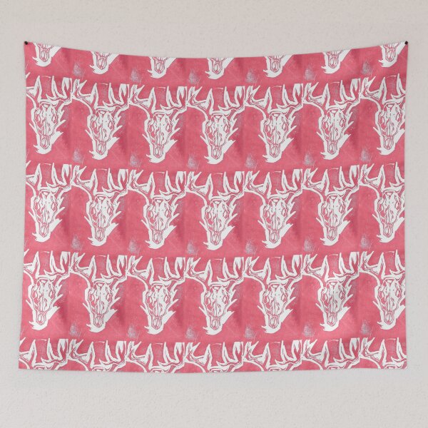 Item preview, Red Deer Skull Lino Cut Print designed and sold by Libby Snow.
