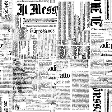 Artwork thumbnail, Black And White Collage Of Grunge Newspaper Fragments by artsandsoul