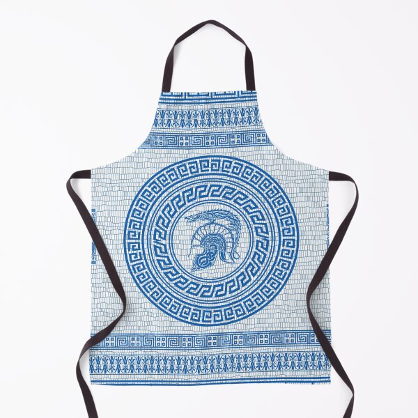 Dragon Helmet Greek Pattern (blue version) Apron
