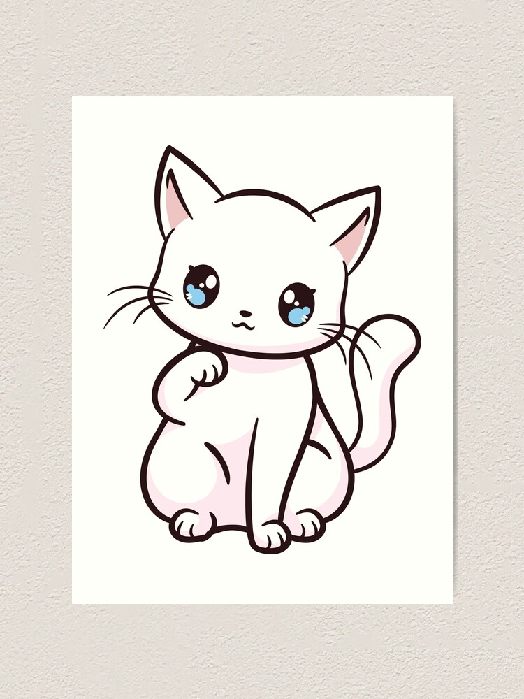 Mignon chat blanc kawaii neko Impression artistique