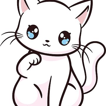 Cute Kawaii White Cat Neko Postcard for Sale by cchiaw