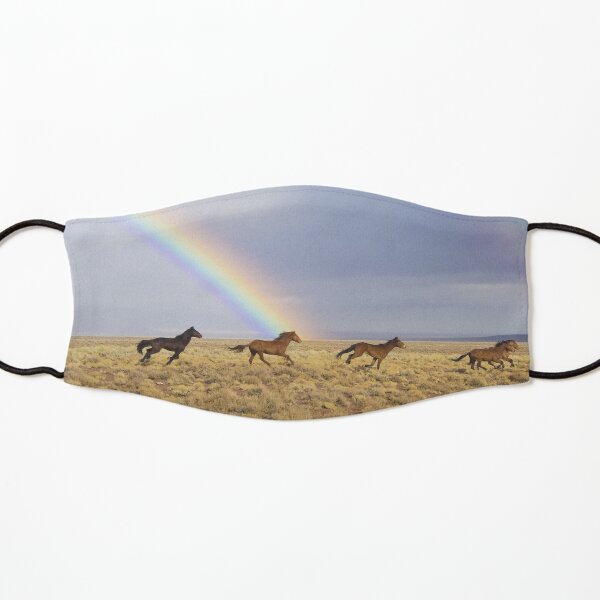 Wild Horses Running Rainbow Kids Mask