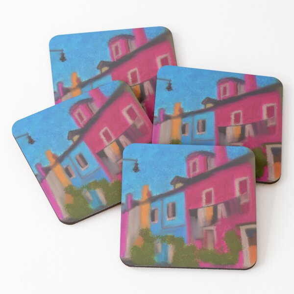Item preview, Pink Colourful Italian Houses  designed and sold by spooks draws.