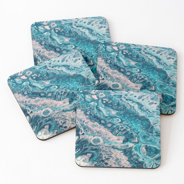 Pink and blue fluid art Coasters (Set of 4)