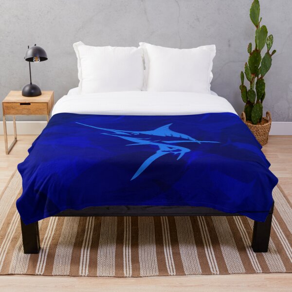 Graphic Blue Marlin Blues Throw Blanket